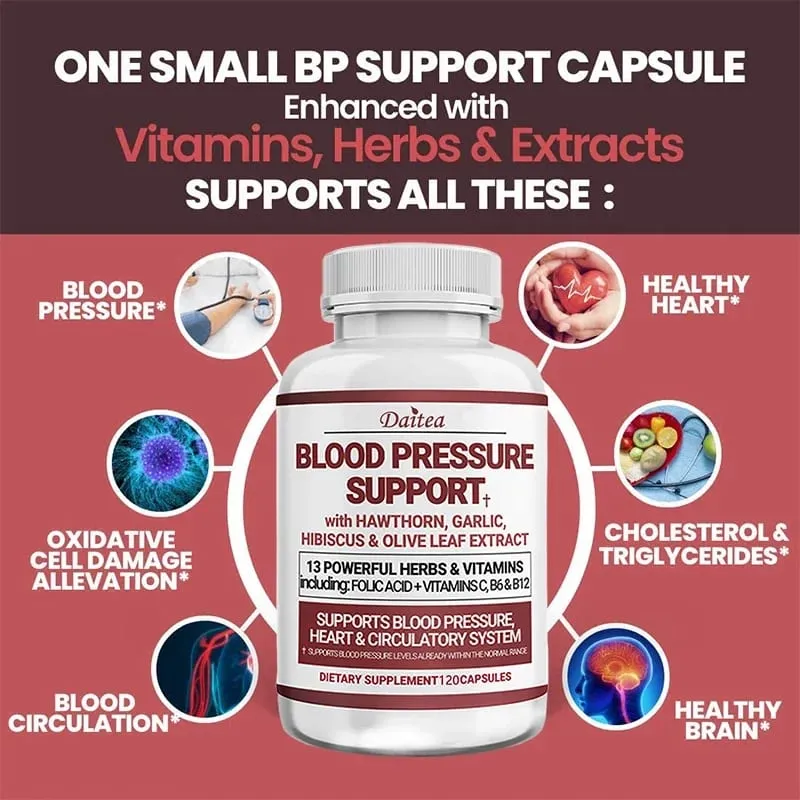 Blood Pressure Support Supplement - Heart Cholesterol Cardio - 13 Vitamins with Vitamins C B6 & B12 Hawthorn & Olive Leaf — image 4