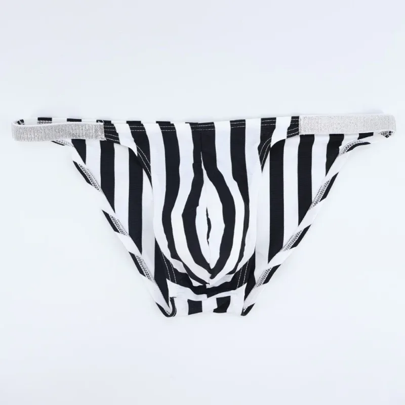 Comfortabele heren lingerie slips bikini zwart wit gestreept ondergoed sport casual man tanga slipje jockstrap zakje