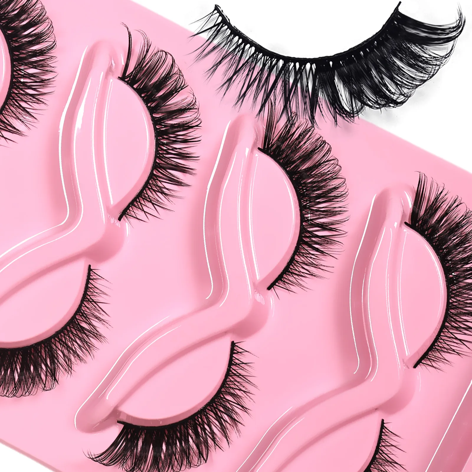 5 Pairs Cat Eye False Eyelashes Long Wispy Lashes Outer Corner Elongated Design Thick Volume Fake Lashes for Daily Party Makeup — image 3