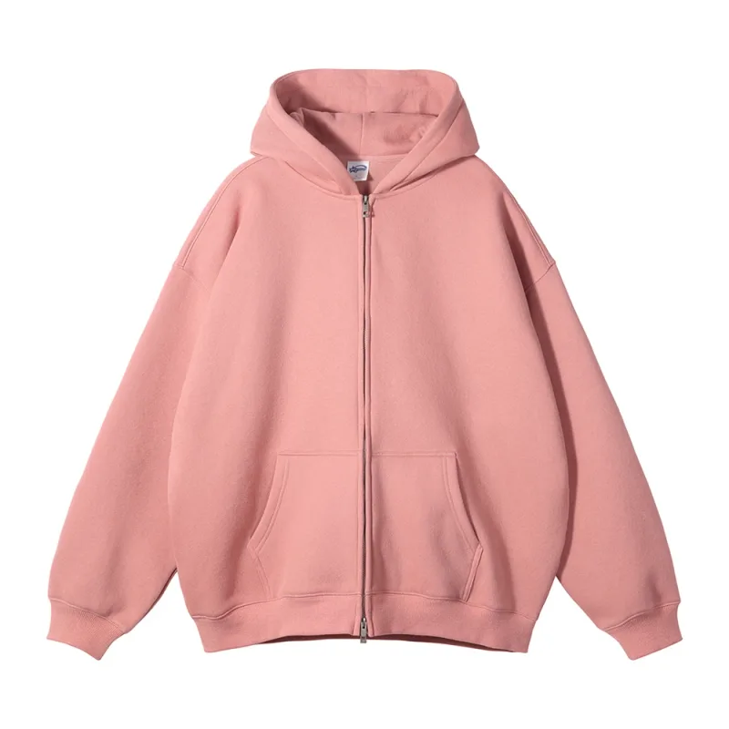 New Men Double Headed Zipper Fleece Hoodies Unisex Loose Basic Solid Warm Hooded Sweatshirts Coats For Winter HY0633 — image 48
