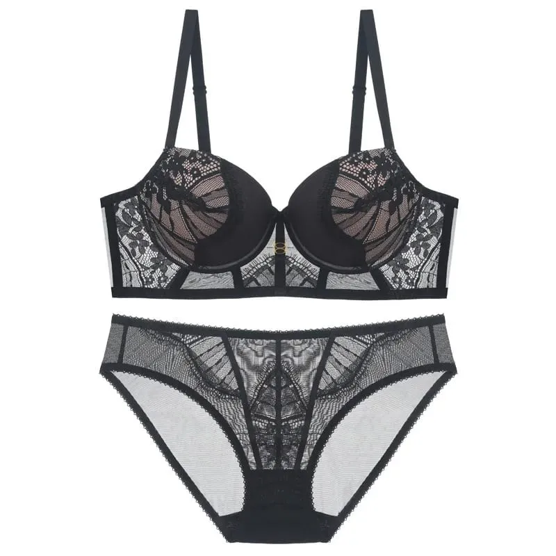 5 Colors Big Size 70-85 ABCD Thicken Push Up Gather Brassiere Women Sexy Underwear Pants Adjustable Lace Female Lingerie Suits