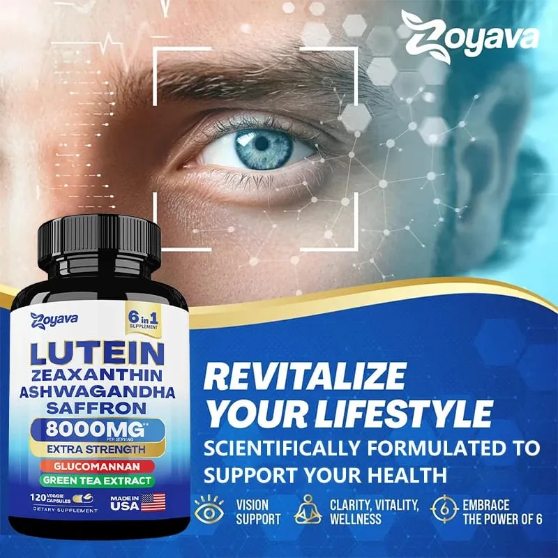 Lutein & Zeaxanthin Supplement 8000 Mg Eye Vitamins with Saffron for Adults Eye Health Supplement Supports Vision — image 2