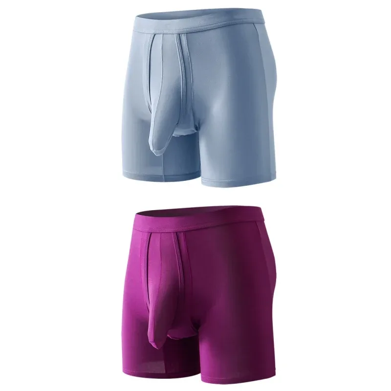 2PCS Mens Long Legs Underwear Separate Ball Pouch Breathable Comfort Sport Seamless Boxer Trunks Shorts Calzoncillo Hombre — image 35
