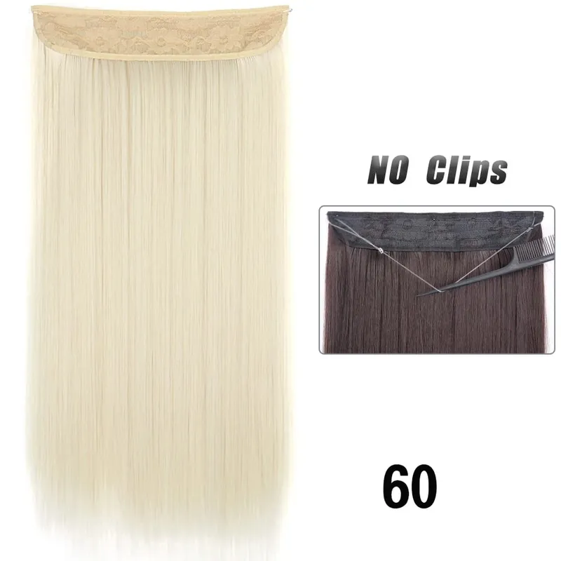 No Clips Hair Extensions Invisible Wire Long Straight Synthetic False Hair Piece 80cm Black Brown Blonde Hairstyle — image 29