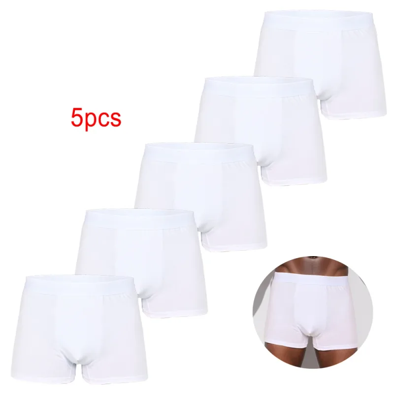 5pcs Pack White 2024 Men Panties Polyester Underwear Male Brand Boxer And Underpants For Homme Luxury Set Shorts Box Slip Kit — image 2