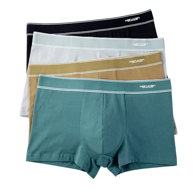 4Pcs/lot Men's Underwear Sexy Boxer Shorts Cotton Panties Man Solid Underpants Male Soft U Convex Lingerie Plus Size L-6XL — image 5