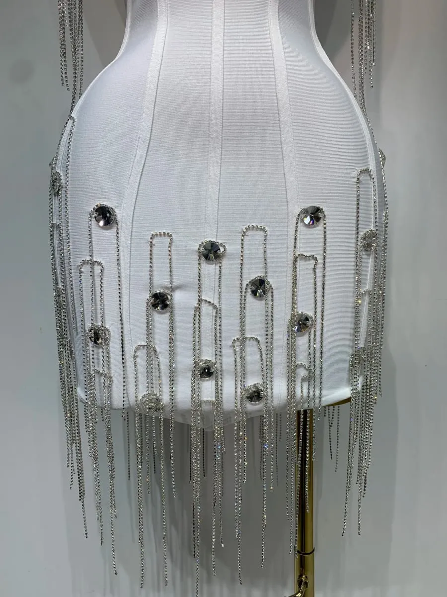 Kobiety seksowny Backless Spaghetti pasek Bodycon bandażowa sukienka bez rękawów 2025 elegancka suknia balowa klub wieczorowe sukienki urodzinowe — image 7