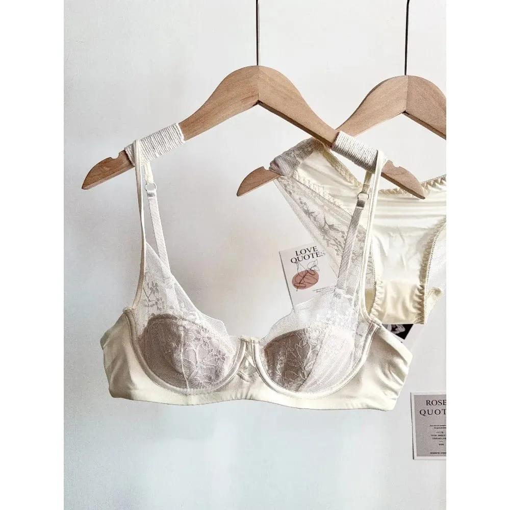Soft Underwire Lace Lingerie Set Women Thin Cup Push‑Up Bra Panty Suit Breathable Intimates For Small Bust 32‑38 Daily Underwear — image 2