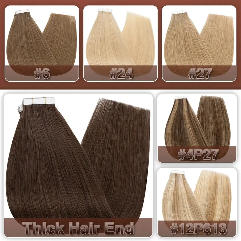 S-noilite 2.5g/pc Thick Tape In Human Hair Natural Hair Extensions Adhesive Seamless Invisible US Double Sides Replacement Tape