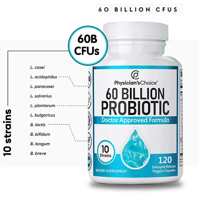 60 Billion Probiotics - Promotes Overall Digestive Health Immunity Gut Health Gas & Bloating Relief Acidophilus Supplement — image 1