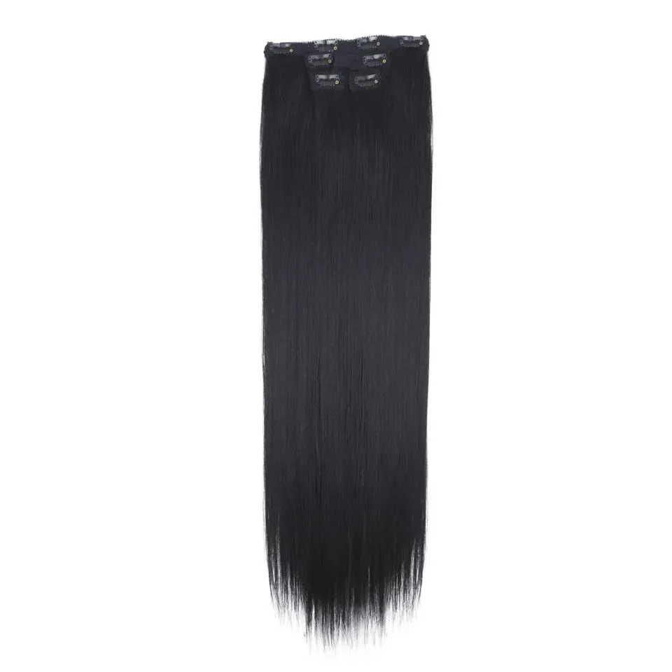 Long Straight Hairstyle 8 Clips In Hair Extensions Blonde 60CM Natural Synthetic Hair Daily Use Hairpiece Fake Hair — image 11
