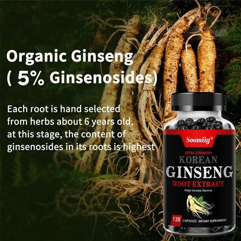 Strong Korean Ginseng 120 Vegetarian Capsules Energy Stamina & Focus + Memory & Mental Performance for Men and Women — image 5