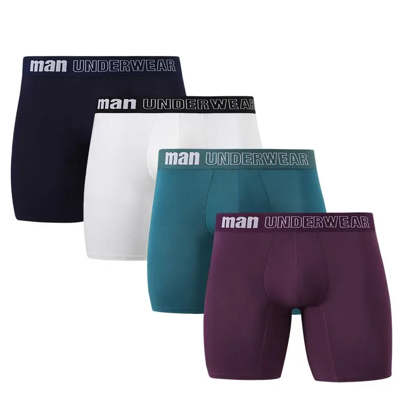 4pcs Men's Boxer Underwear Bamboo Fiber Boxers Soft Long Panties Shorts Mens Cotton Plus 7XL Cueca Boxer Masculino Calzoncillos — image 7