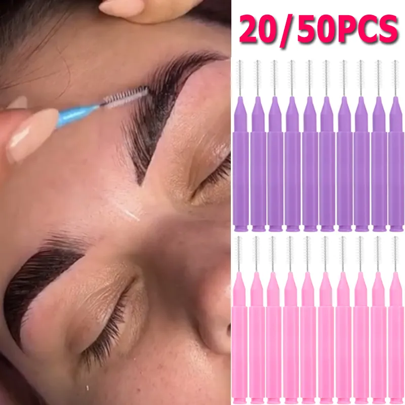 Portable Mini Eyebrow Brush 20/50PCS Brow Perm Brushes Disposable Bendable Micro Eyelash Brow Lifting Brushes Applicators Tools — image 2
