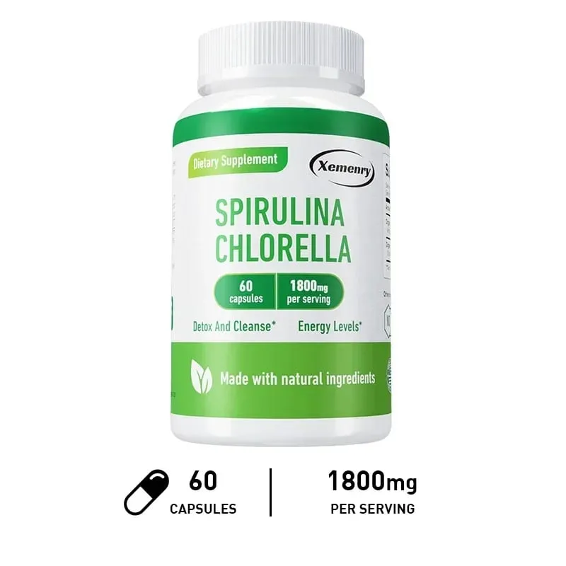 Spirulina Chlorella Kapsler - Understøtter hjerte-kar- og immunsystemets sundhed Kraftig antioxidant — image 9