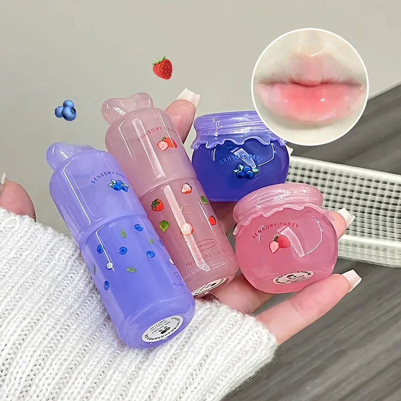 Strawberry Hydrating Lip Balm and Lip Oil Set Light Moisturizing Soothing Tender Lips for Relieve Dryness Lip Care Set Makeup — image 5