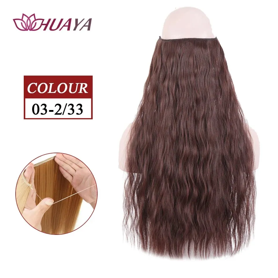 Synthetic Long Straight Invisible Wire No Clips In Hair Extensions Fake Hair Pieces Secret Fish Line Hairpieces For Women — image 34