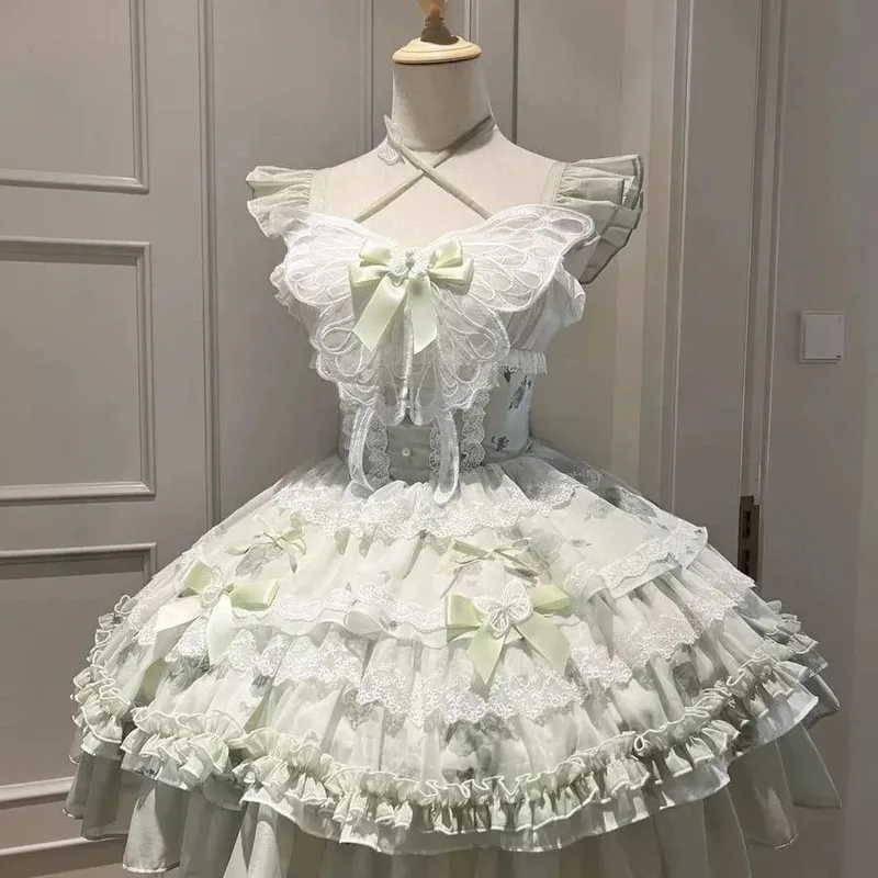 French Style Sweet Halter Dresses for Women Evening Retro Princess Vestidos Mujer Summer Lolita Kawaii Elegant Party Dress — image 7
