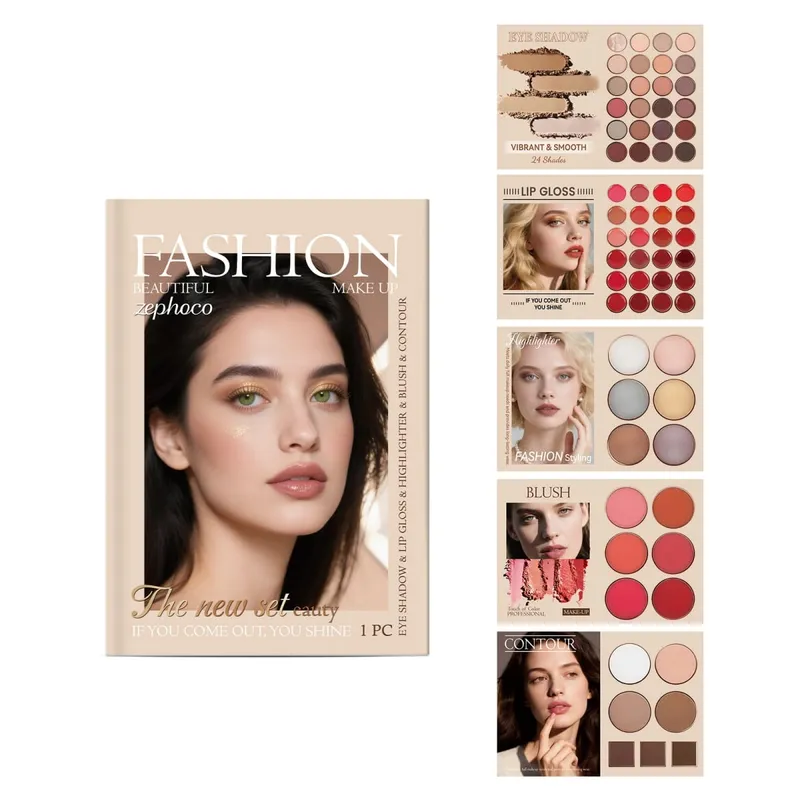 All In One Makeup Set Natural Pigment Eyeshadow Blush Contour Highlight Lip Gloss Full Face Cosmetic Kit Daily Party Beginner