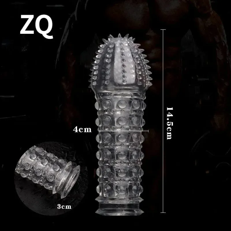 4 Types Crystal Penis Sleeve 14cm Peinis Extender Enlargement Condoms Delay Ejaculation Sex Toys for Men Sex Shop — image 5