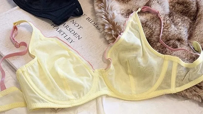 Bra Minimiser Perancis Canggih Set Lingerie Jaring Tanpa Bantalan Dukungan Underwire Cangkir Segitiga untuk Set Celana Dalam MOYISU Payudara Besar — image 15