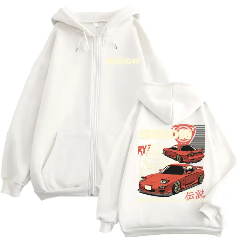 Anime Initial D Drift AE86 Graphic Zipper Hoodies RX7 R34 Skyline GTR JDM Zip Up Sweatshirts Men Women Harajuku Manga Pullovers — image 5
