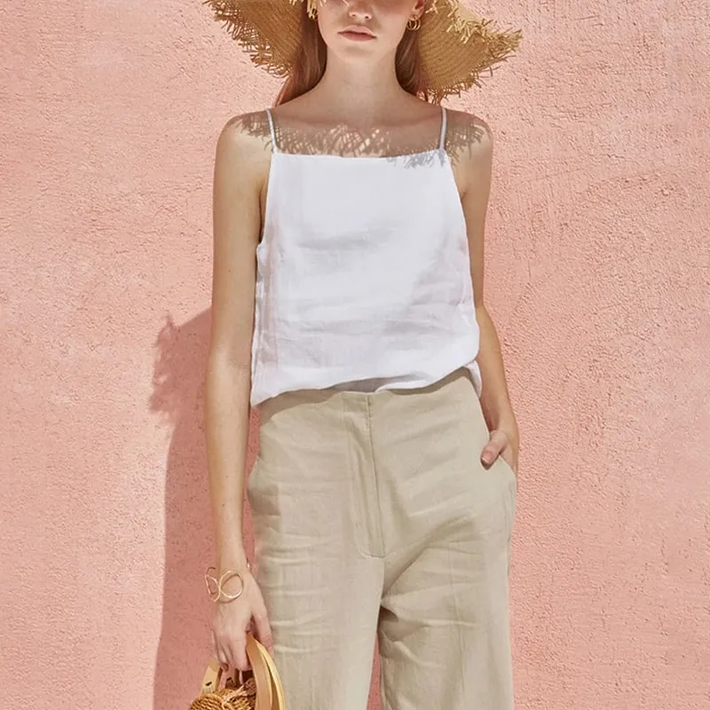 Cotton Linen Summer Tops For Women 2026 Sexy Sleeveless Basic Streetwear Tank Top Women Aesthetic Clothing Haut Femme — image 5