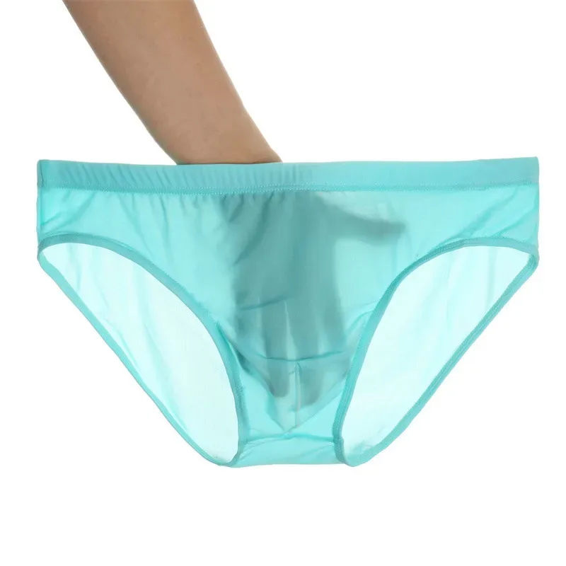 2 ADET Ultra Ince Buz Ipek Külot Erkekler Artı Boyutu M-4XL Düz Renk Gençlik Saydam Düşük Bel Nefes Seksi Erkek Külot — image 9