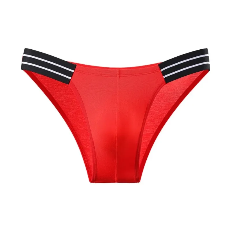 Lingerie Men's Triangle Panties Mid Waist Breathable Men Thin Briefs Stripe Large Size Underwear for Men Four Seasons
