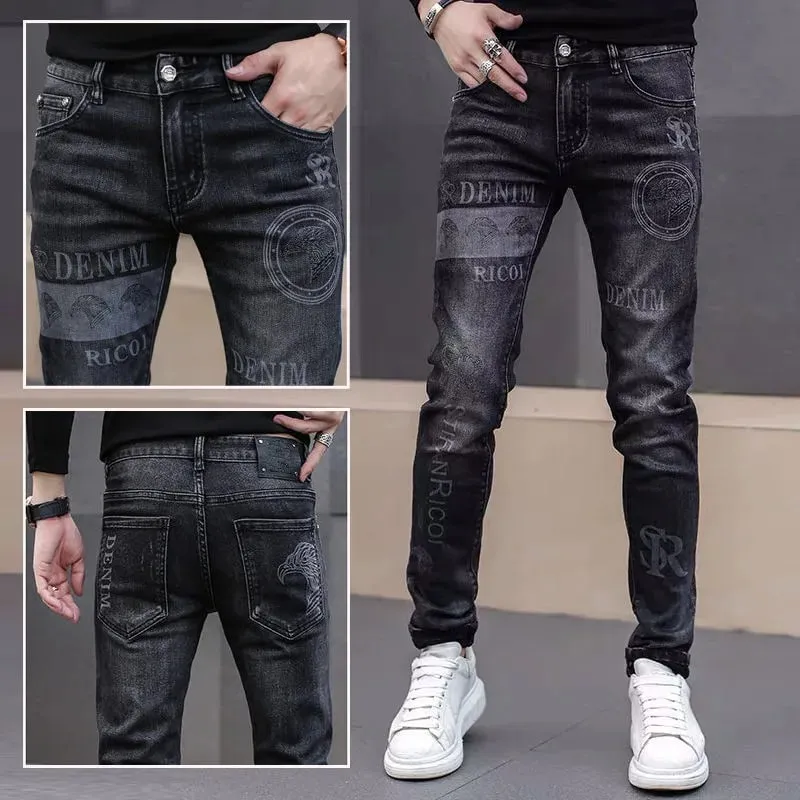 New High Quality Spring Autumn Embroidery Men Skinny Jeans Pants 90s Streetwear Cowboy Male Denim Brand Designer Hiphop trousers — image 11