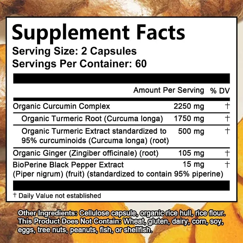Organic Curcumin 2250 Mg + Bioperine Highly Absorbed Supports Cardiovascular and Joint Health — image 6