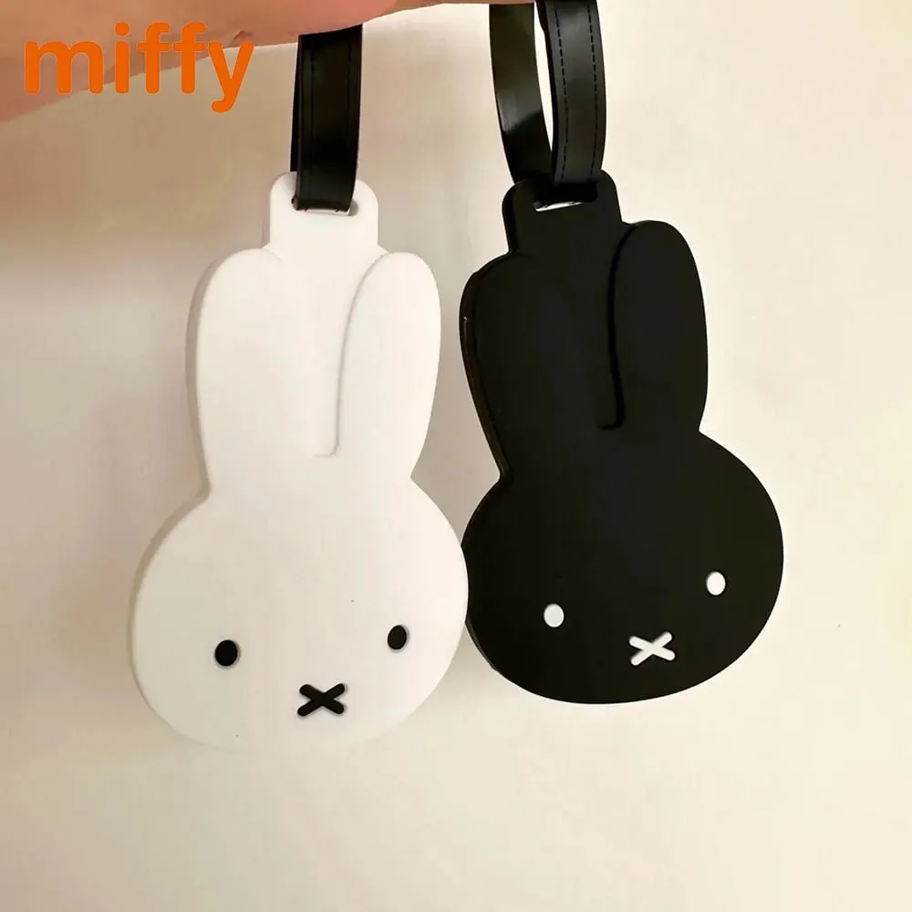 Kawaii Miffy Cute Baggage Tag Cartoon Rabbit Silicone Rubber Simple Style Luggage Check Prevent Losing Cards Girl Gift — image 1