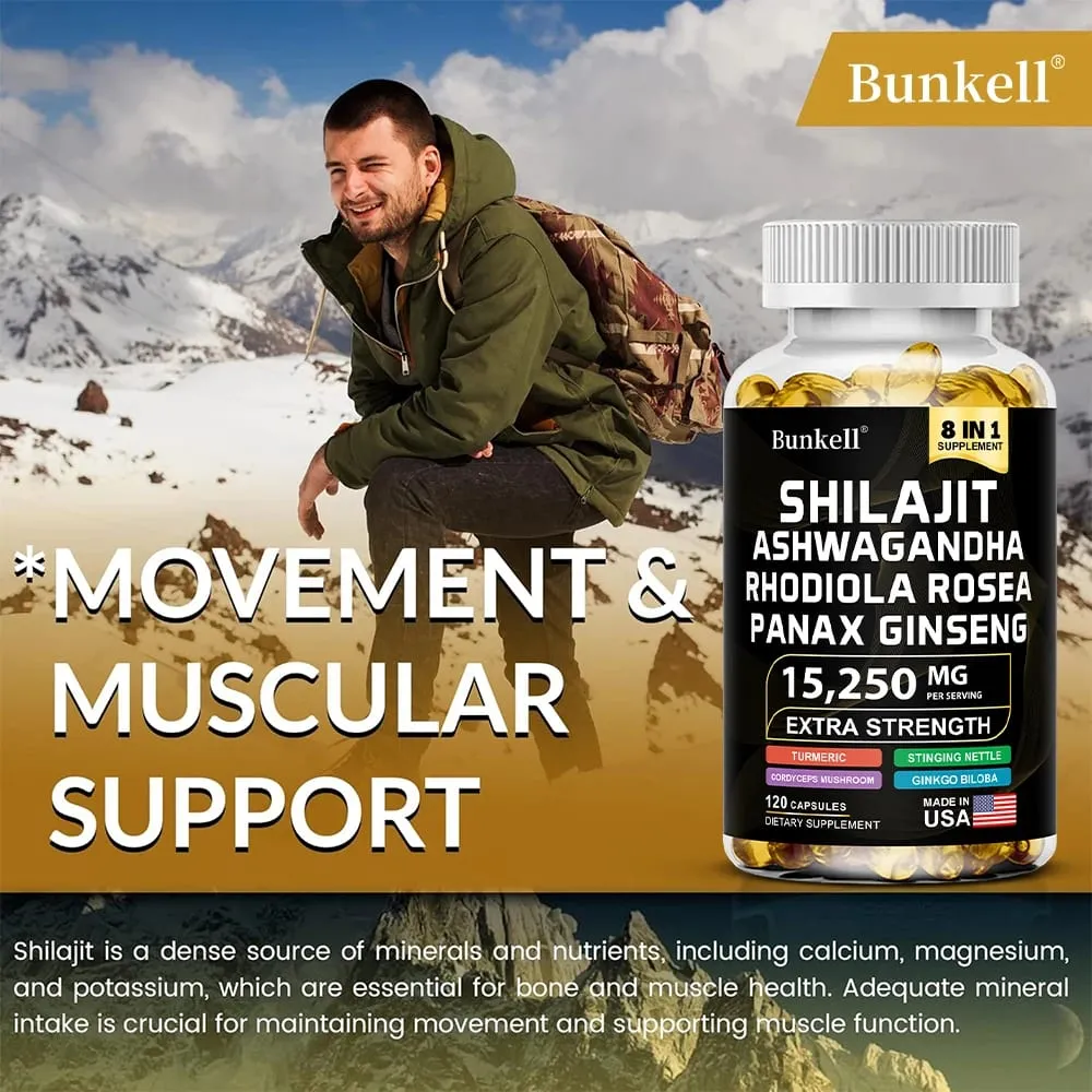 8-IN-1 Shilajit Capsules Himalaya Supplement Supports Energy Endurance Muscle Building Immune Support — image 2