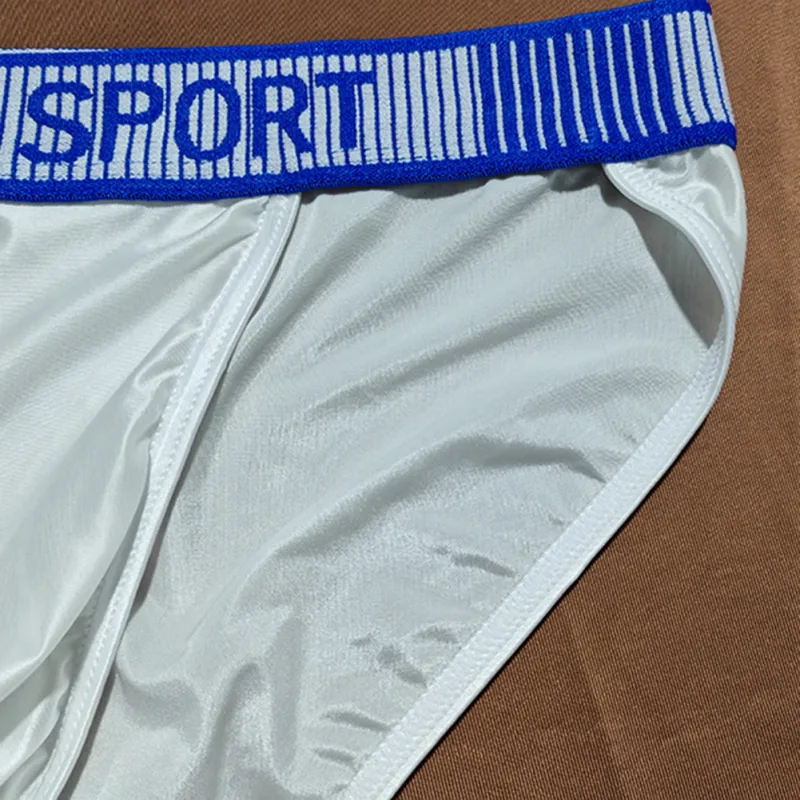 Men High Fork Briefs Mid Waist Elastic Breathable U Convex Underpants Ice Silk Men's Underwear Close Fitting Silky Shorts — image 6