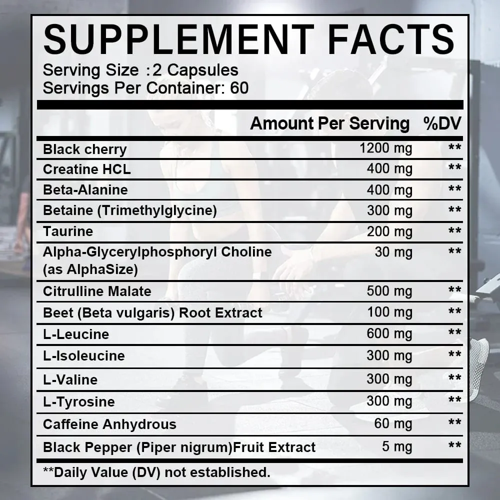 Creatine Monohydrate with Black Cherry - Muscle Growth - Exercise and Fitness to Improve Performance Muscle