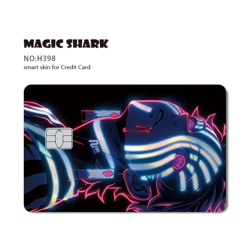 Magic Shark Demon Slayers Anime Cool Shinny Holographic Laser Skin Cover Sticker Film for Debit Credit Card