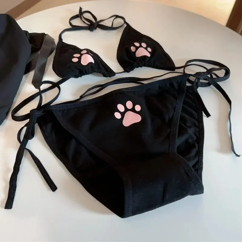 סט תחתוני נשים בסגנון יפן כותנה לנשימה Kawaii Cat Claw חזייה חמודה סט קוספליי Cartoon חזייה סט הלבשה תחתונה — image 9