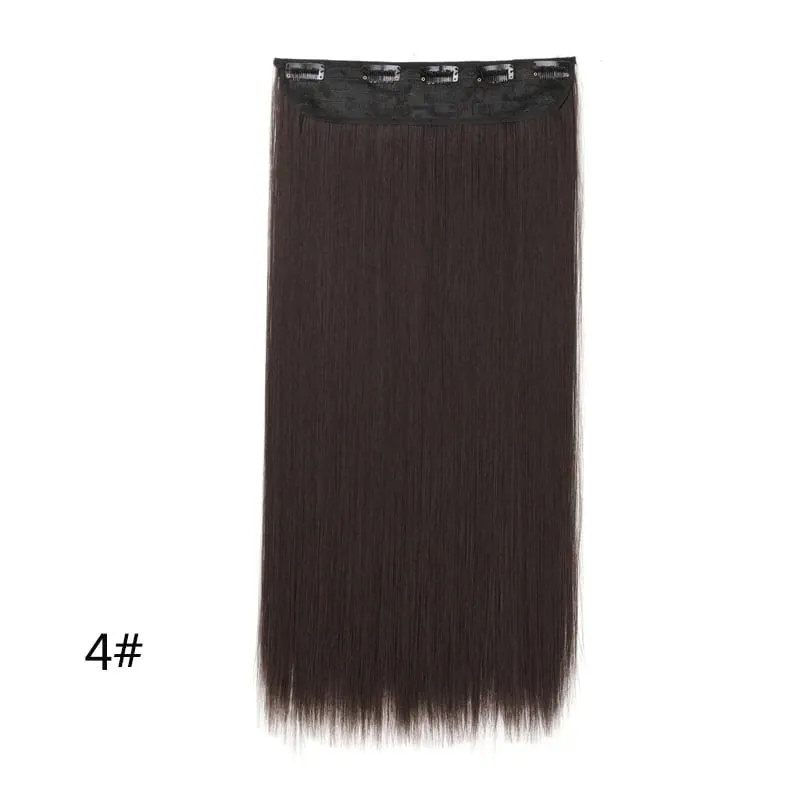 Synthetic 5-Clip One Piece Invisible Hair Extensions Long Straight 24Inch Heat Resistant Hairpiece for Women — image 10