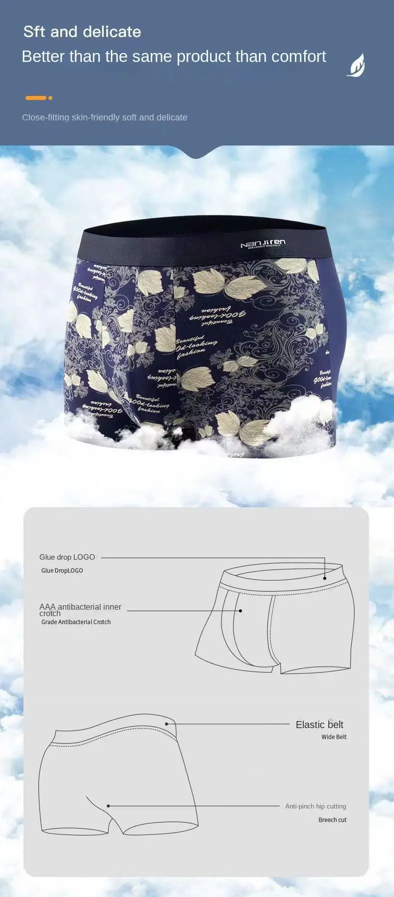 4Pcs Underwear Men's Boxer Short Cotton Underpants Sexy Panties Male Shorts Homme U Convex Lingerie Big Size L-6XL Free Shipping — image 3