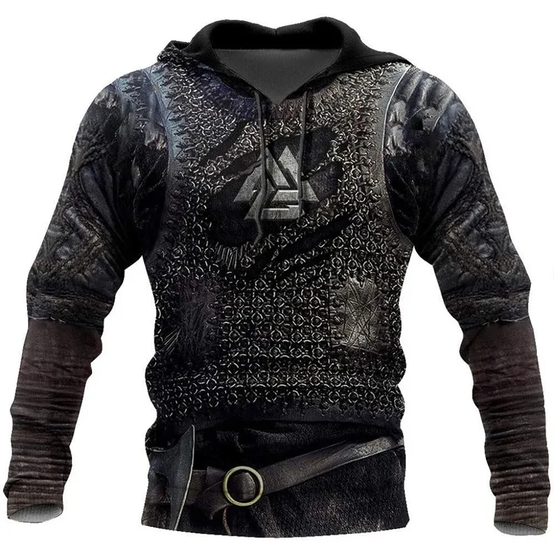 2024 Mens Hoodies Eagle Tattoo Pattern Vikings 3D Printed Fashion Casual Harajuku Hip Hop Autumn And Winter Oversized Sudaderas — image 2
