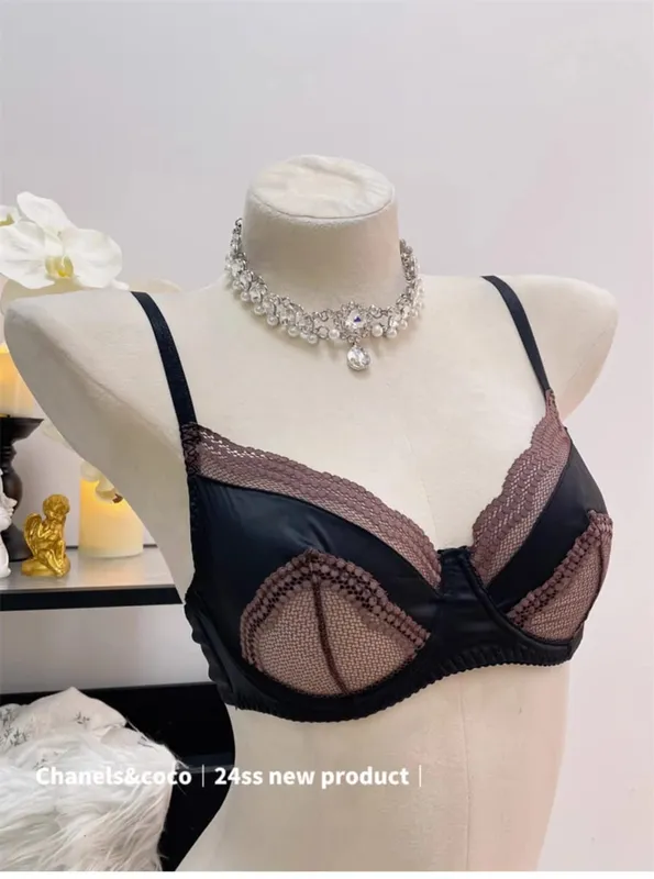 Kawaii Cutout Bra Set | A-Cup Push-Up Magic | Sakura Lace Edging | Japanese Slimming Bralette with Pads Sex AB Cup Bras — image 11