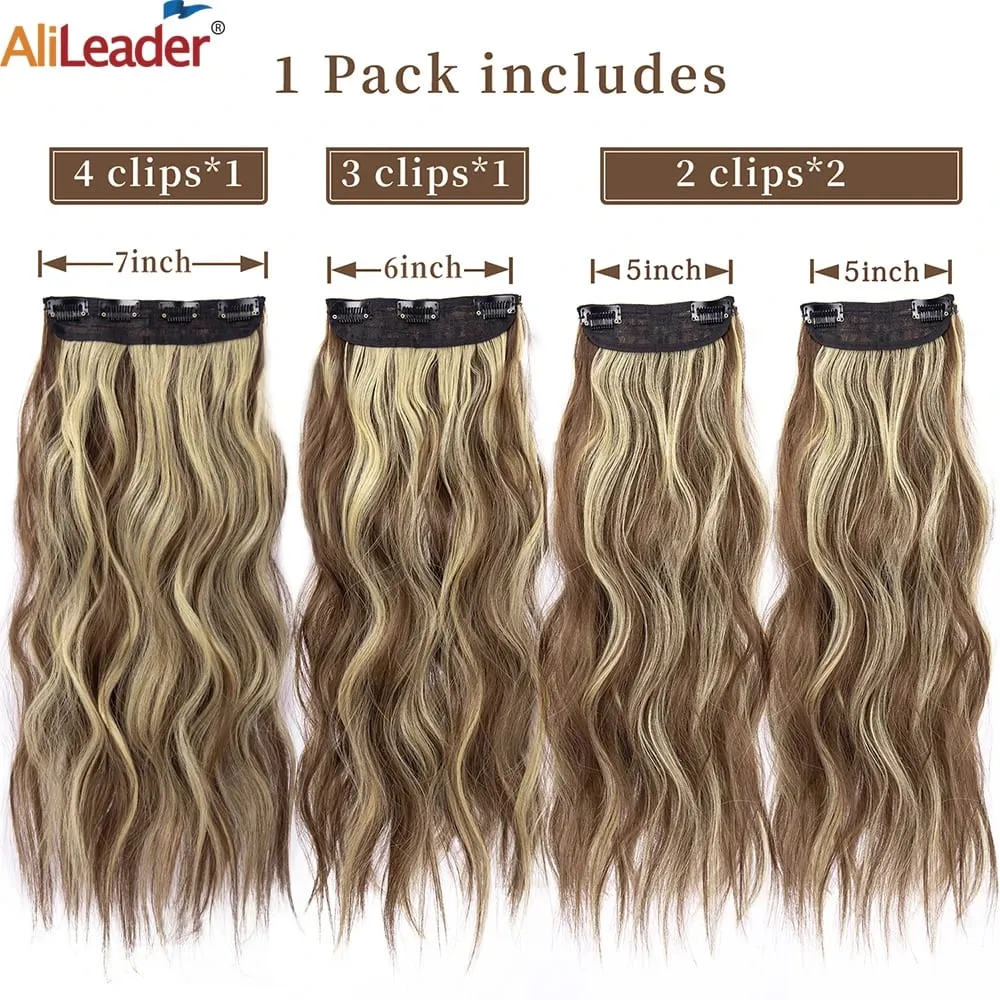 Synthetic Clips In Hair Long Wavy Clip In Hair Extensions 4Pcs/Pack 11Clips In Hair Pieces For Women 20Inch 200G Fake Hairpieces — image 2