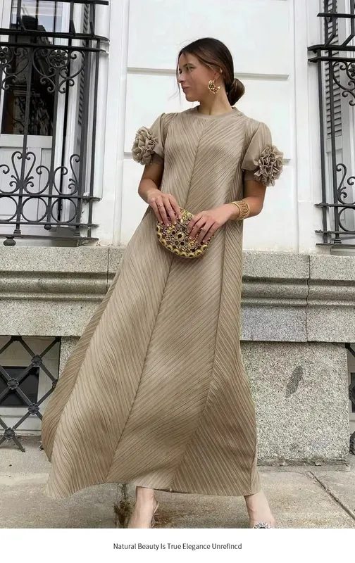 Miyake Pleated Heavy Industry Flower Disc Geometric Pleated Dress Versatile Age-reducing Mother Outfit 2024 for Women — image 10