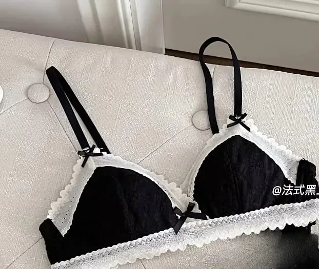 Japanese Style Bralette for Small Breasts Wireless Lace Bra Set Women Sexy French Breathable Comfort Push Up Underwear — image 14
