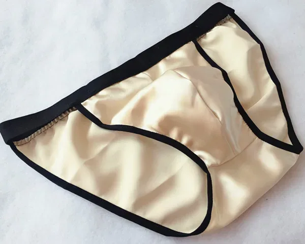 100% Mulberry Silk Men Briefs Bikini Design T-Shaped Panties Half T-Back