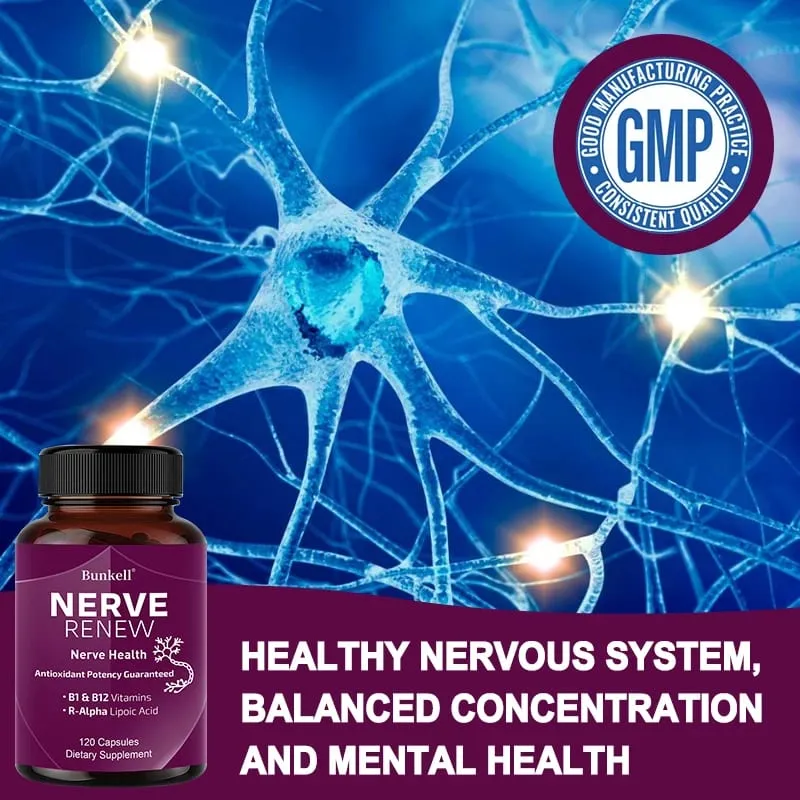 Nerve Support Supplements - Supports Healthy Nerve Function Blood Flow Circulation Antioxidant 120 Capsules