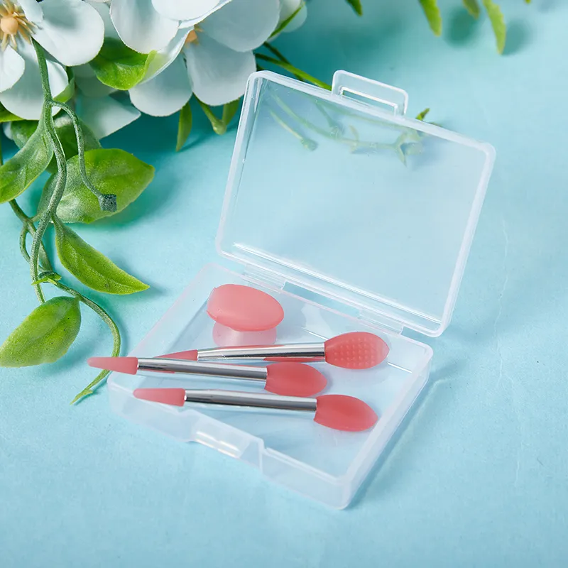 【M】3 STK silikone læbepomader Læbemaskebørste med sugestøvbetræk Makeupbørster Læbefilm Anti-tabt støvbetræk — image 4