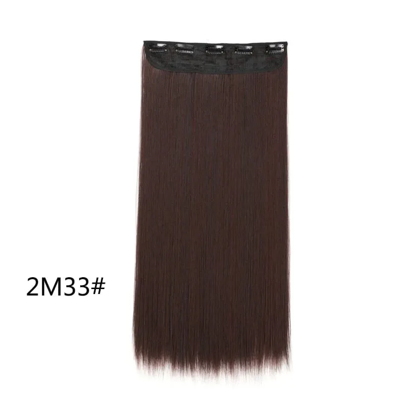 Synthetic 5-Clip One Piece Invisible Hair Extensions Long Straight 24Inch Heat Resistant Hairpiece for Women — image 19