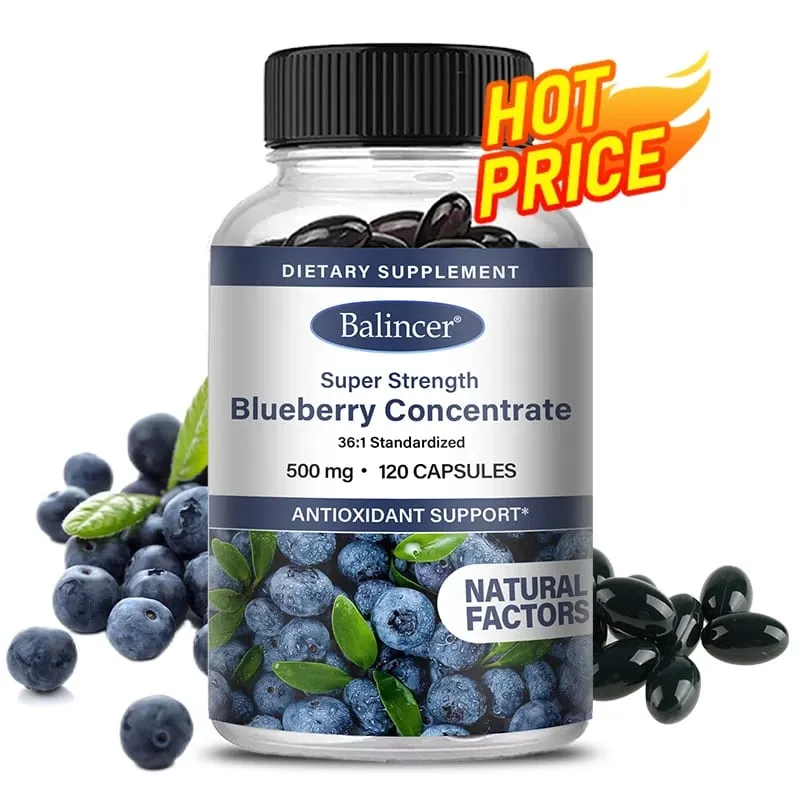 Super Strength Blueberry Concentrate 500 Mg Capsules 120 Softgels Eye Health Vitamins Antioxidant Healthy Vision Supplement — image 1
