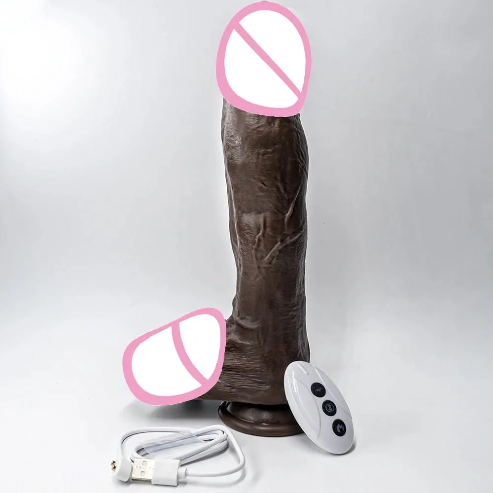 11.4in Big Dick Vibrators Lesbian Strap on Dildos Vibrator Telescopic Heating Dildos USB Chargeable Wireless Sex Toys for Women — image 2
